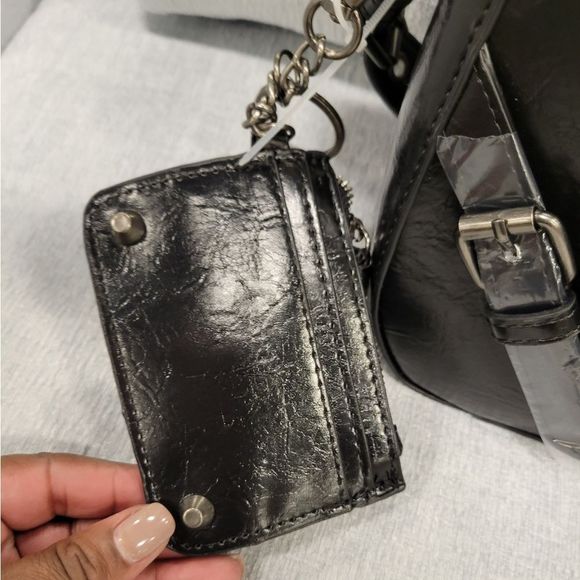 Steve Madden Black Leather Crossbody Shoulder Bag - Picture 5 of 6